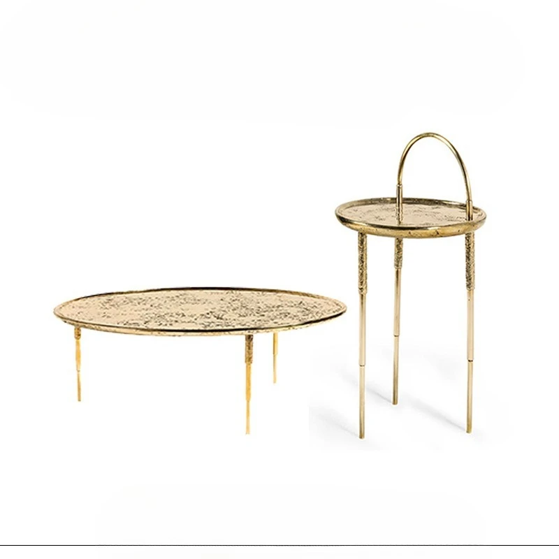 

Metal coffee table household living room art round side table