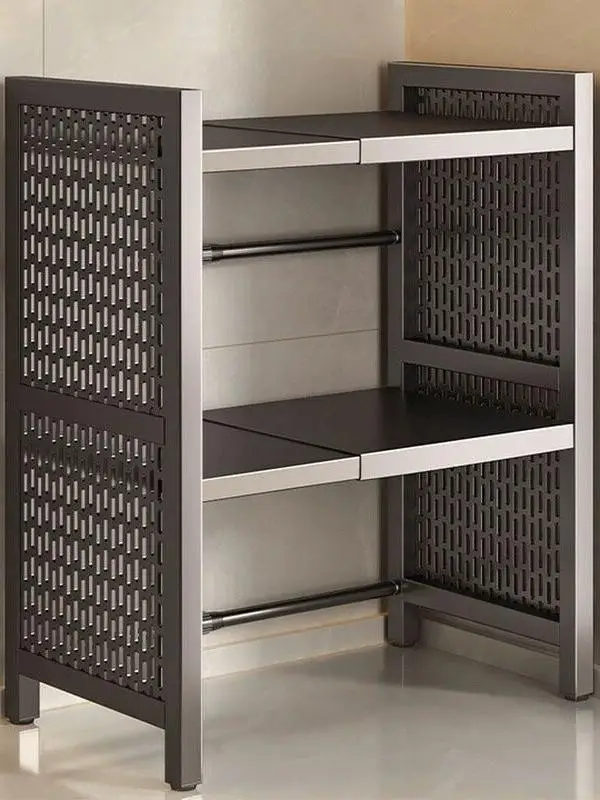 Kitchen Storage Ra Microwave Oven Ra Retractable Double Layer Countertop Steel Carbon Modern Simple Sle Stand elf