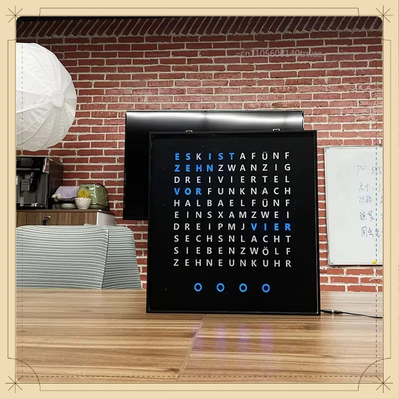 CP0403  German Wall or Desk Clock  Modern Design Unique Customized Language Wall Light up Word Clock