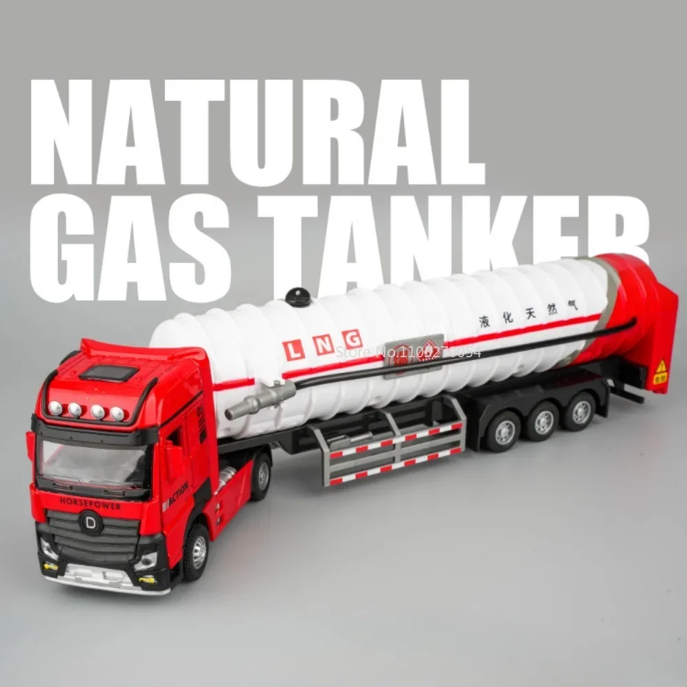 1/50 Extended Version Alloy Engineering Cars Model Toys Simulation Diecast Natural Gas Tanker Sound Light Water Spray Boys Gifts