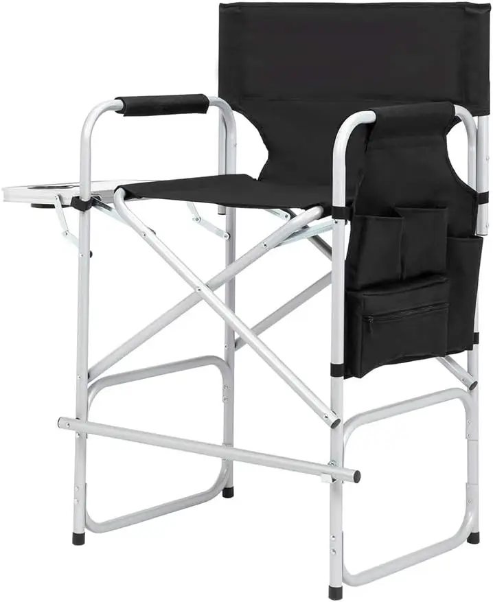 

40.55" Tall Directors Chair Height Seat Folding with Side Table Storage Bag, Support for 300Lbs Portable Makeup Artist Chair