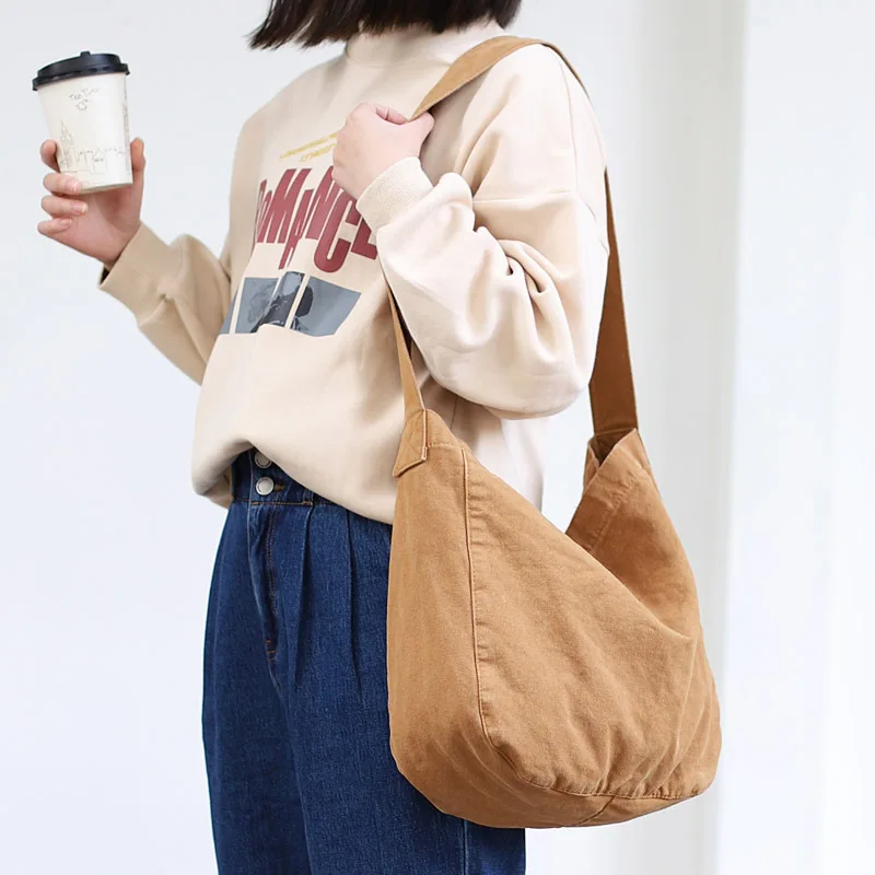 Nuevo Bolso de Lona Color Camel para Mujer, Tipo Tote y Bandolera, Gran Capacidad, Cierre a Presión, Minimalista, Casual, para Viajes Diarios, Bolso de Hombro para Damas