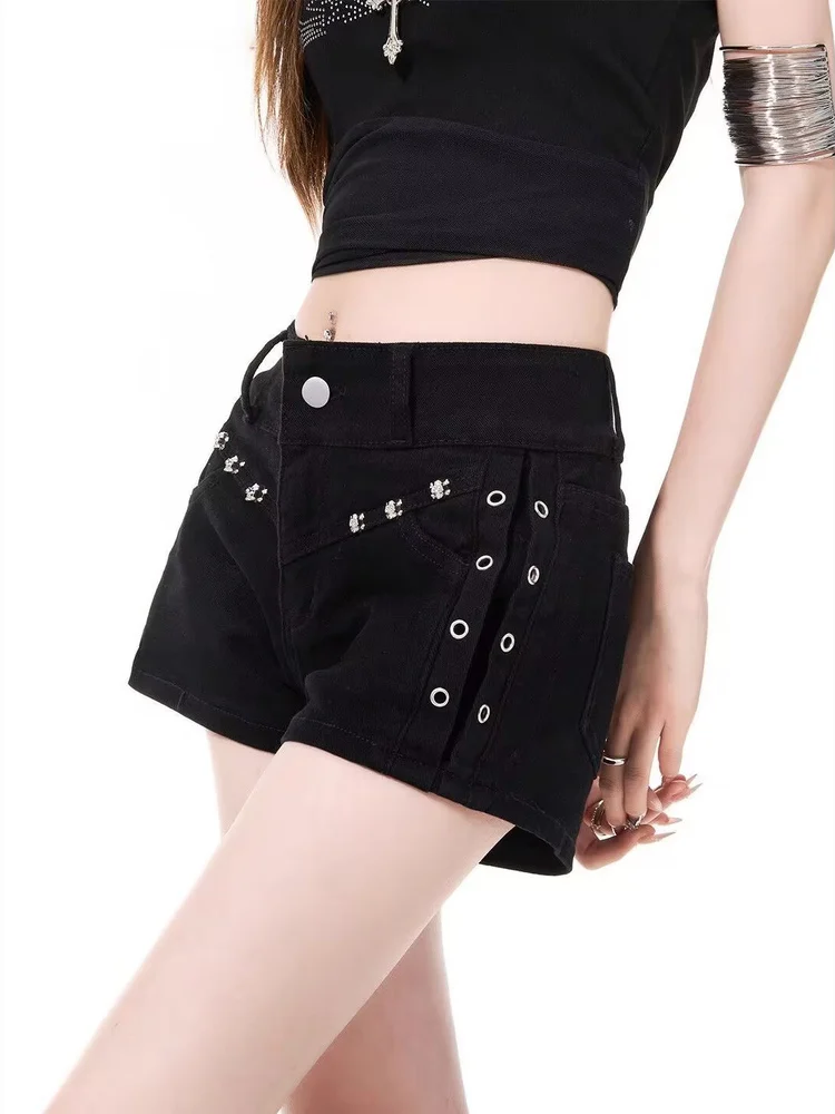 orts Vaqueros Nes Retro con Rehes Estilo Chica Picante, Nuevo Modelo de Verano, Talla ande, Estilo Americano, Diseñ...