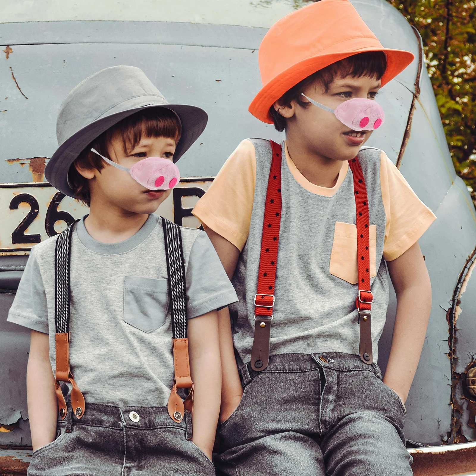 1 Set Fascia per naso di maiale Tessuto confortevole Costume da maiale Set Gioco di ruolo per animali Puntelli per spettacoli per feste Costume per animali