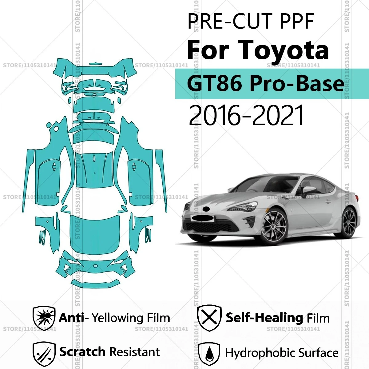 

Для Toyota GT86 Pro-Base 2016-2021: Предварительно вырезанная прозрачная защитная пленка (PPF) для автомобиля, профессиональная автомобильная пленка PPF