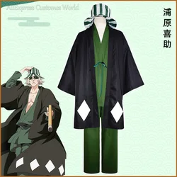 Anime Bleach Urahara Kisuke Cosplay Costume For Aldult Women Men Grey Kimono Pants Hat Outfits Halloween Carnival Party Costume