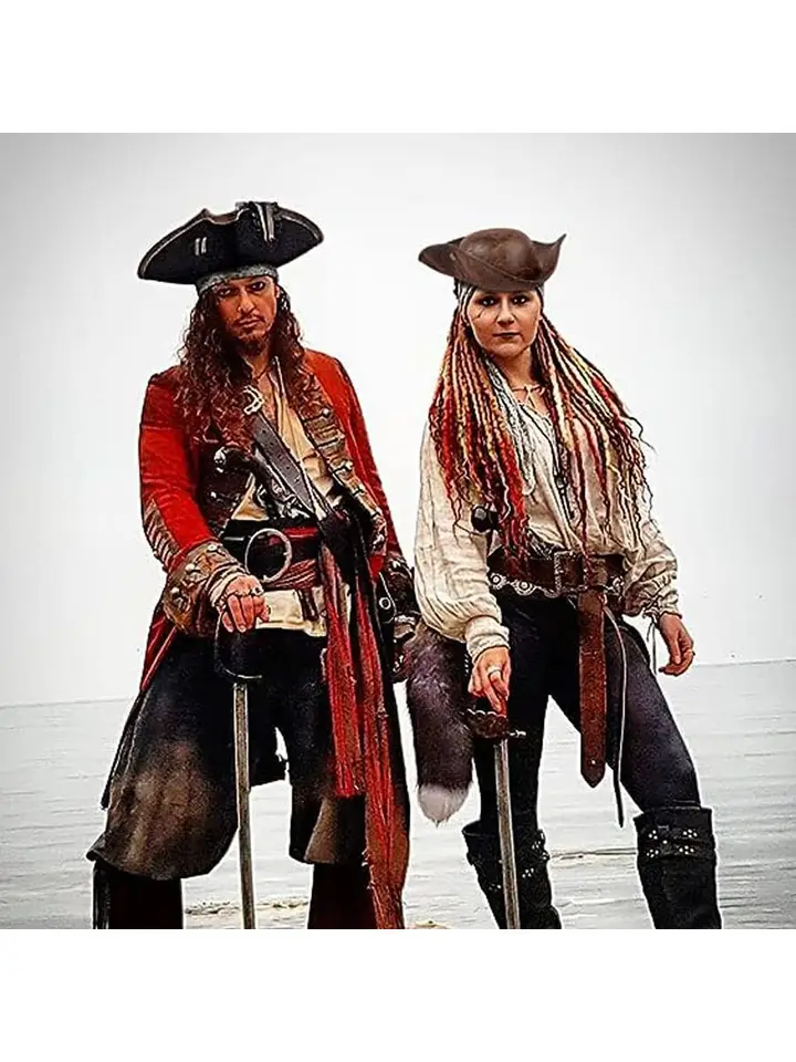 Sombrero Pirata Tricornio Marrón De Cuero Envejecido Para Adultos – Disfraz Colonial Y Medieval Para Halloween, Cosplay Y Fiestas
