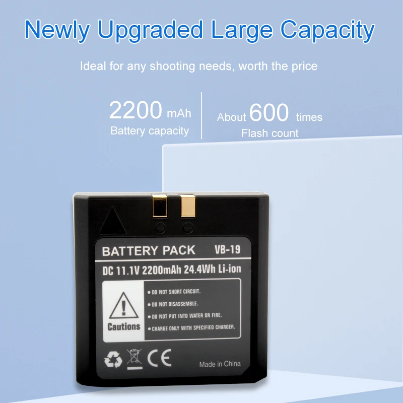 VB19 pengganti baterai 11.1V 2200mAh, untuk Godox VB18, untuk Godox V850 V850II V860 V860II NEEWER TT850 TT860 Speedlite lampu kilat kamera