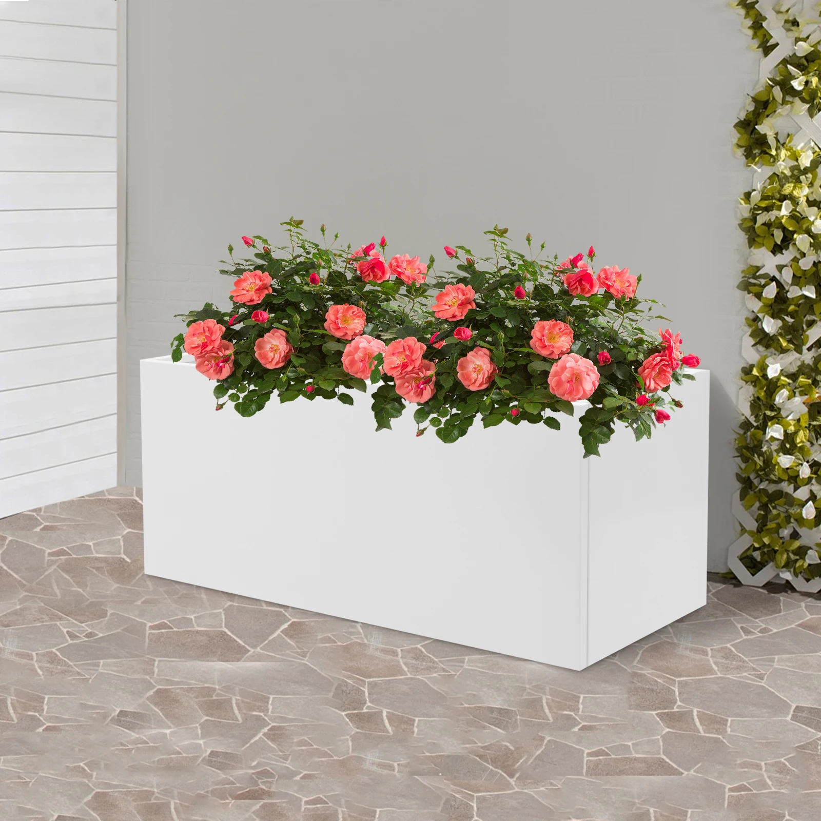 

36x15x15in Modern Style Floor To Ceiling Metal Flowerpot Box Flower Bed Balcony Outdoor