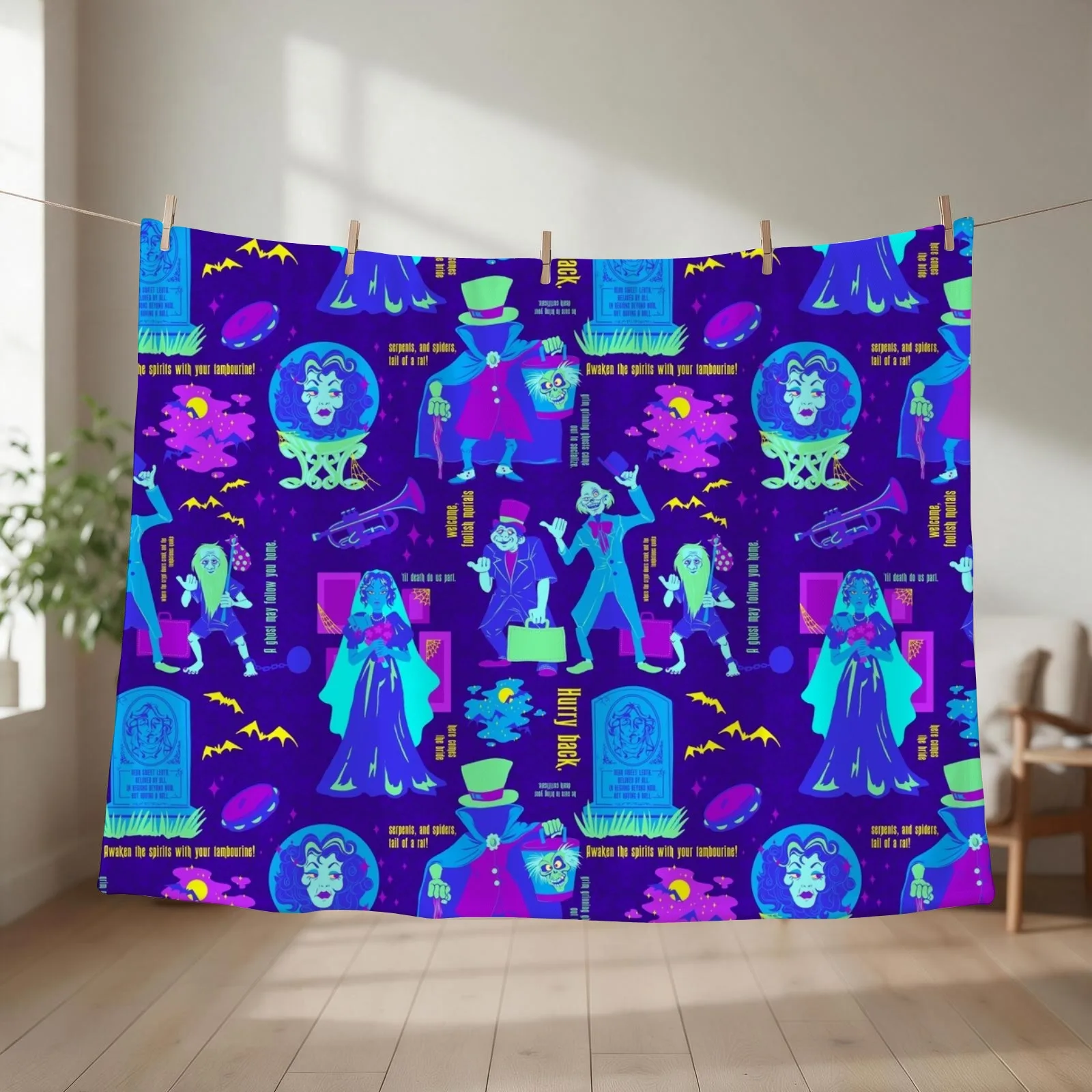Happy Haunts. Throw Blanket couch cozy soft plush fuzzy picnic outdoor blanket