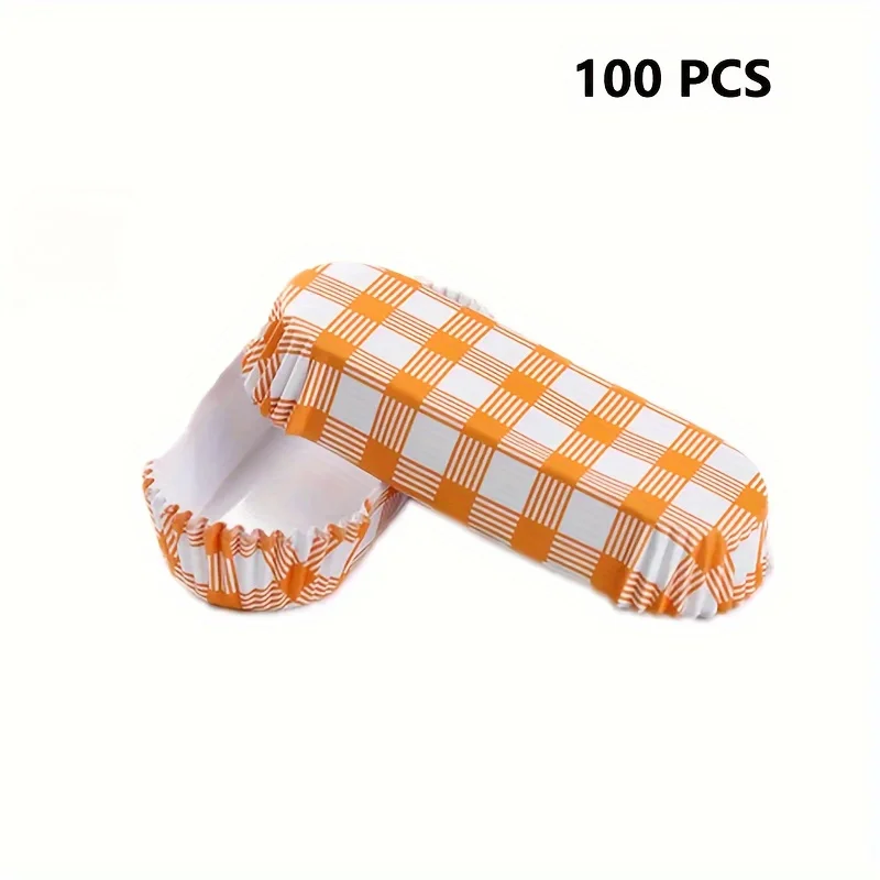 100pcs Bread Paper Tray High Temperature Resistant Baking Boat-Shaped Pizza Non-Stick Tray Pineapple Bun Oil-Proof Cupcake Cup