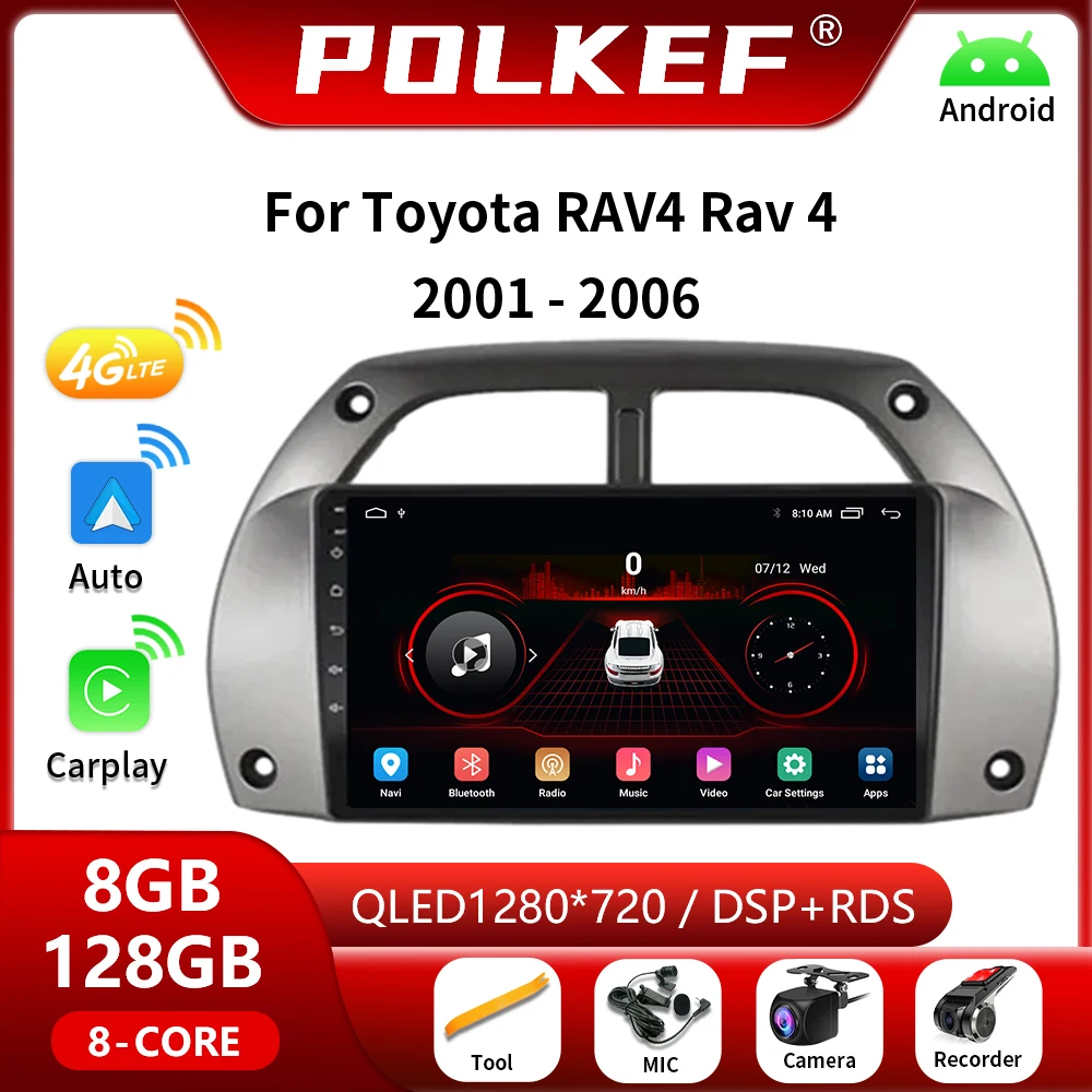 Android 13 autoradio lettore Video multimediale navigazione GPS per Toyota RAV4 Rav 4 2001-2006 Carplay 4G 2Din Stereo DVD Head Unit