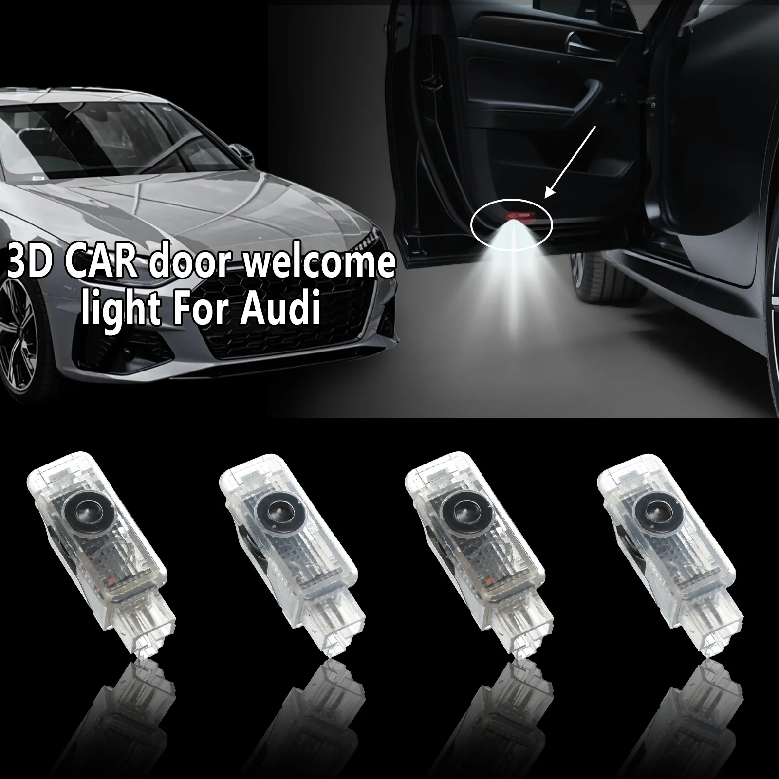 

Fit for Audi A1 A3 A4 A5 A6 A7 A8, 2/4Pcs Door Light 3D LED CAR door Projector Laser welcome light with logo