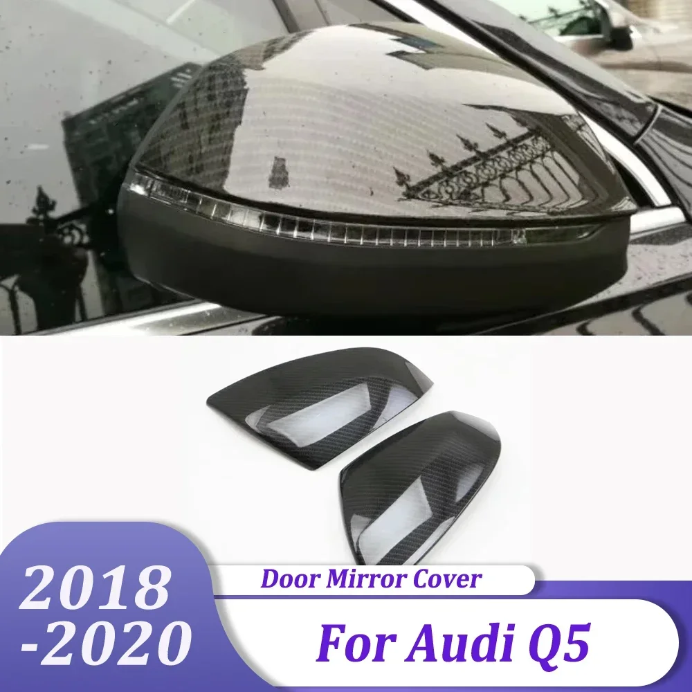

ABS Carbon Fiber Side Door Rearview Mirror Cover Trims Car Styling Sticker Exterior Accessories For Audi Q5 2018 2019 2020