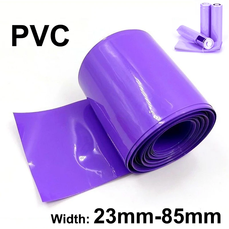 1 Meter Width 23-85mm Purple 18650 Lipo Battery Packing PVC Heat Shrink Tube Pack Insulated Film Wrap lithium Case Cable Sleeve