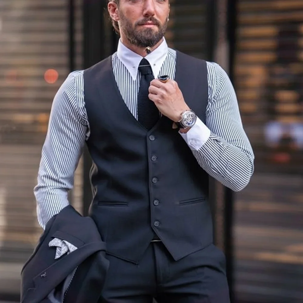 

Мужской жилет, однобортный, приталенный, темно-синий, жилет для минимального стиля, вечерние, ужин, высокое качество, chalecos para hombre