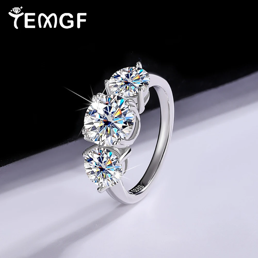 

TEMGF 8mm 5mm Zircon/Moissanit Ring 925 Sterling Silver Engagement Ring for Women Wedding Sparkling Luxury Classic Fine Jewelry