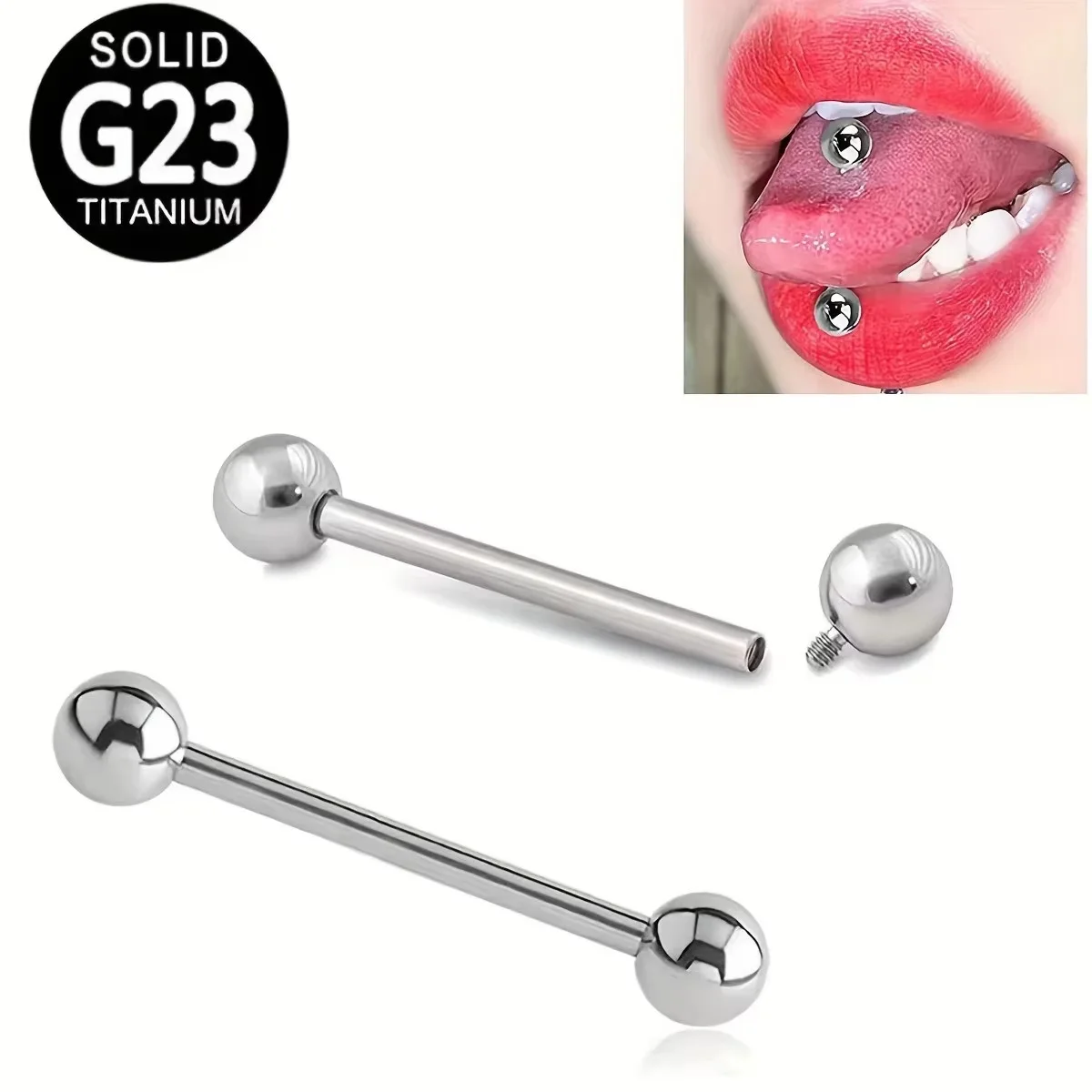 2/5/10pcs/lot Implant Grade Titanium ASTM F136 Internal Thread Straight Barbells Tongue Ring Earrings Piercing Jewelry 14G Bar