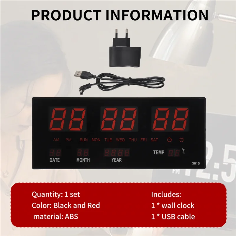 【Flash Sale】LED Perpetual Calendar Electronic Clock Digital Wall Clock Alarm Hourly Chiming Temperature Table Clocks Home Office view 4