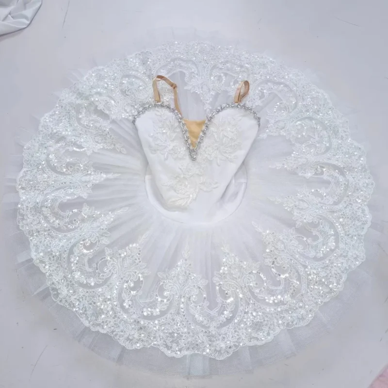 White Sequined Professional Ballet Tutu Women Adult Ballet Dress Girls Kids Stage Wear Swan Lake Dance Ballerina Costumes Wear