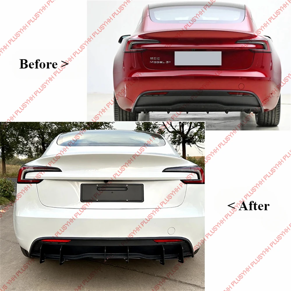 Tesla ModelY 20-24 Model3 23-25 ​​액세서리 자동차 바디 키트 자동 외장 부품 용 후면 범퍼 디퓨저 스포일러 블레이드 윈드 나이프 썸네일 3