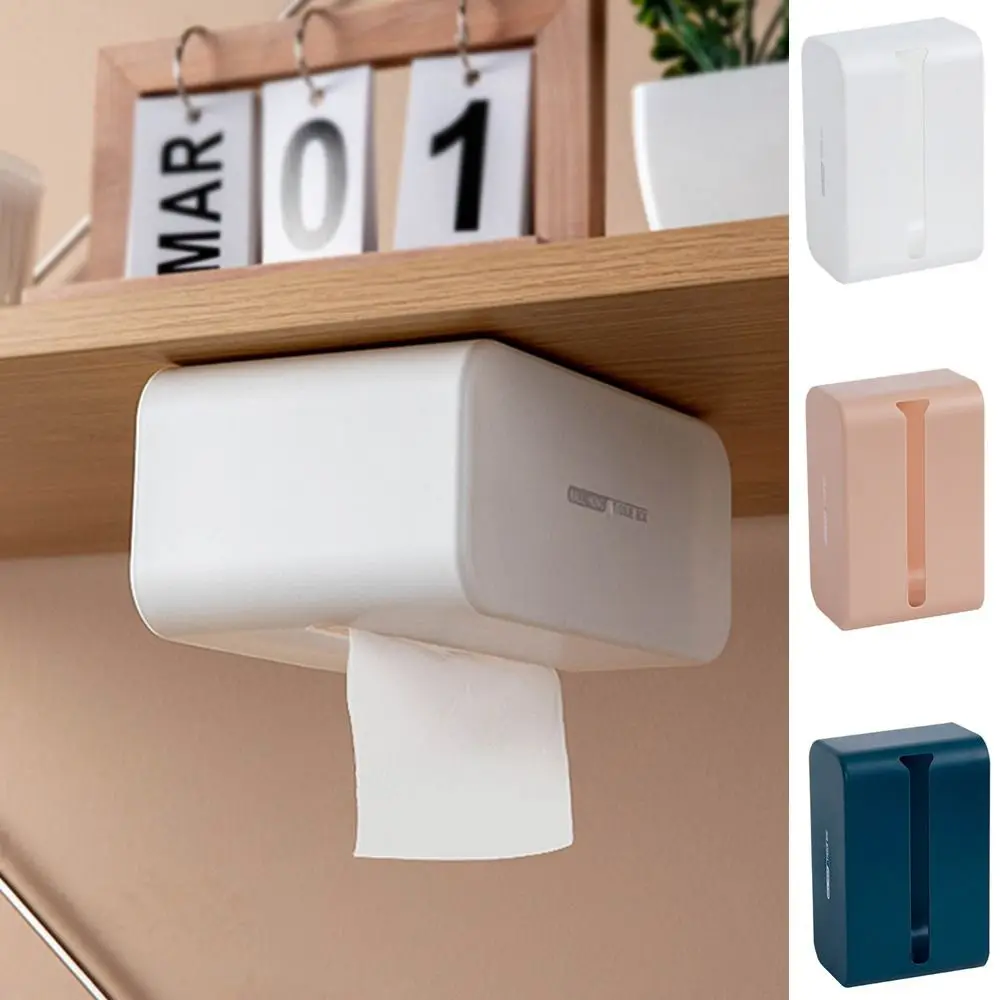 

Multifunctional ABS Wall Mounted Tissue Box Free Punch Self-Adhesive Paper Towel Holder Seamless Paper Storage Box Desktop