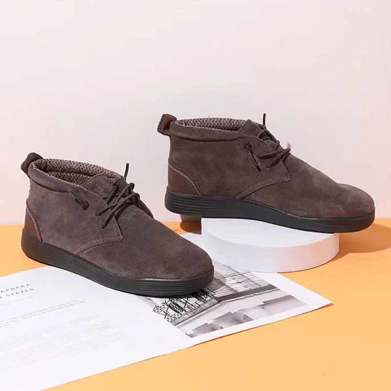 أحذية رجالية كاجوال سهلة الارتداء من هاي ديد، خفيفة للغاية وقابلة للتنفس ومريحة، مصنوعة من جلد النوبوك، أحذية عمل متوسطة الار...