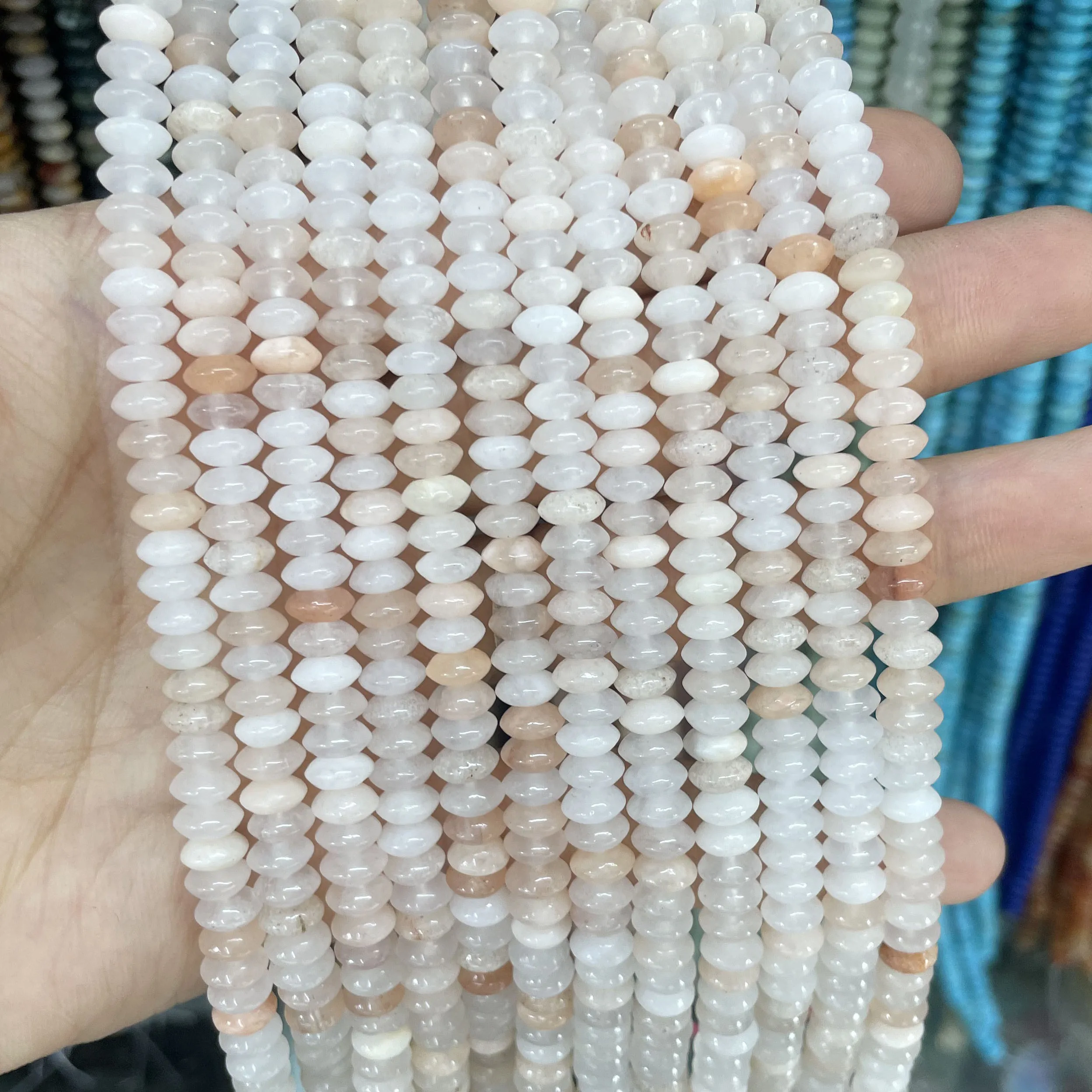 3X6MM Naturstein Rondelle Quarz Achat Türkis Runde Zwischenperlen für Schmuckherstellung DIY Armband Halskette Zubehör – Detail 8