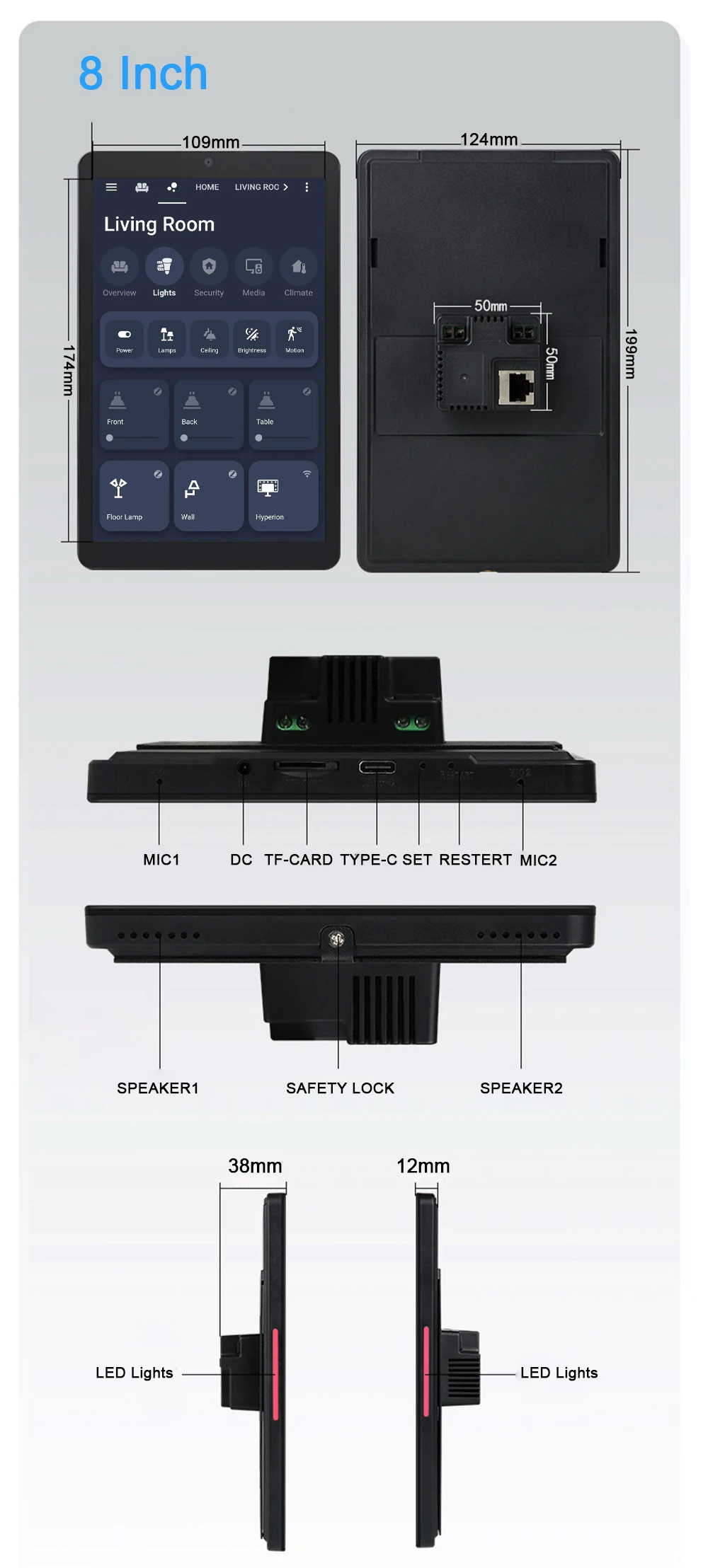 8 10,1" Wandmontiertes Android Smart Home Bedienfeld RK3566 POE-Stromversorgung Android 11 Kapazitives Touch-Tablet für Zuhause & Büro – Detail 11