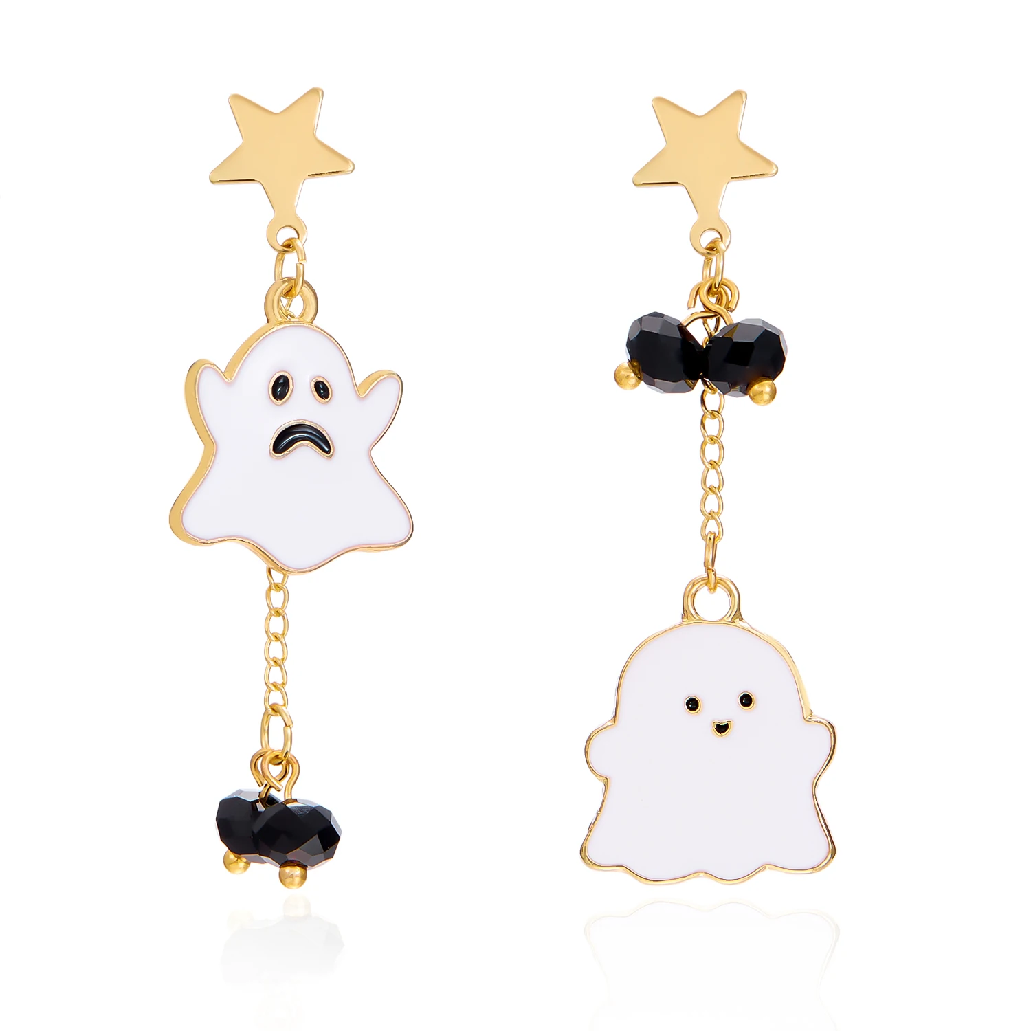 Niedliche Halloween-Tropfenohrringe mit weißem Geist für Frauen, Cartoon-Fledermaus, Spinnennetz, Katze, Kürbis, Stern, Quaste, baumelnde Ohrringe, Party-Schmuck – Detail 7