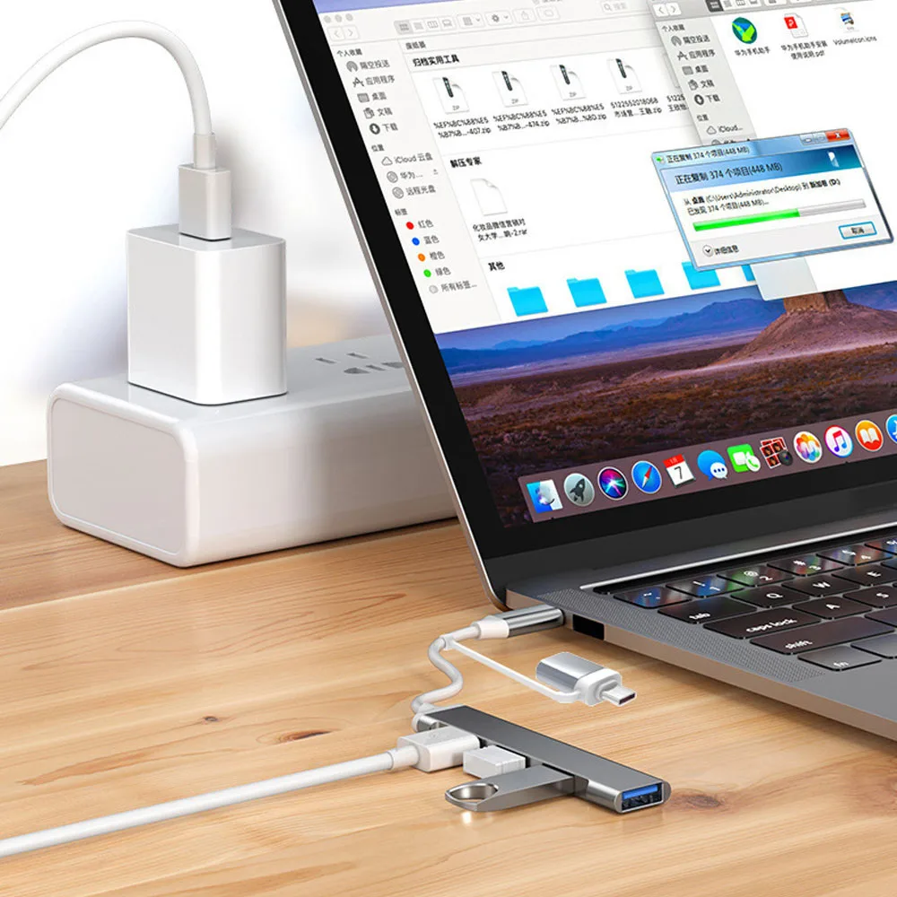 USB Cドッキングステーション,4-in-2, 5gbps,USB 3.0ハブ,タイプC-USBアダプター,PC,ラップトップ,Macbook用のotgスプリッター