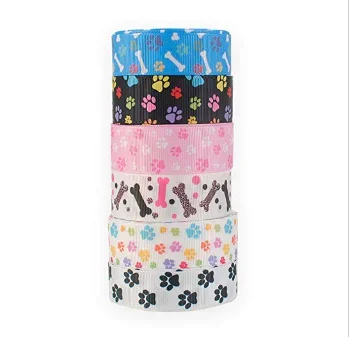 

5/10 Yards 25mm 1" Dog Paw Cartoon Cute Design Printed Grosgrain Ribbon DIY Crafts Gift