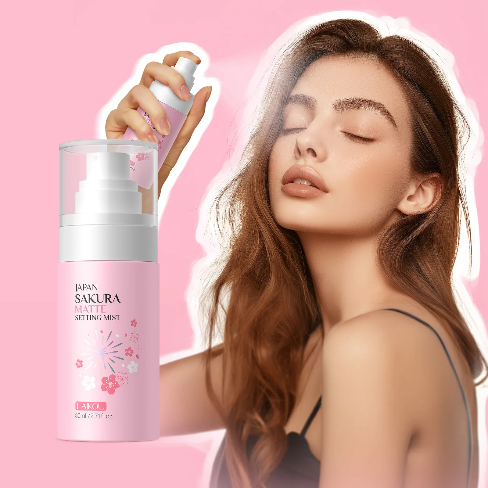 

LAIKOU Japanese Sakura Setting Spray, Matte Finish Long Lasting Makeup Primer Mist, Oil Control Hydrating Face Spray 80ml