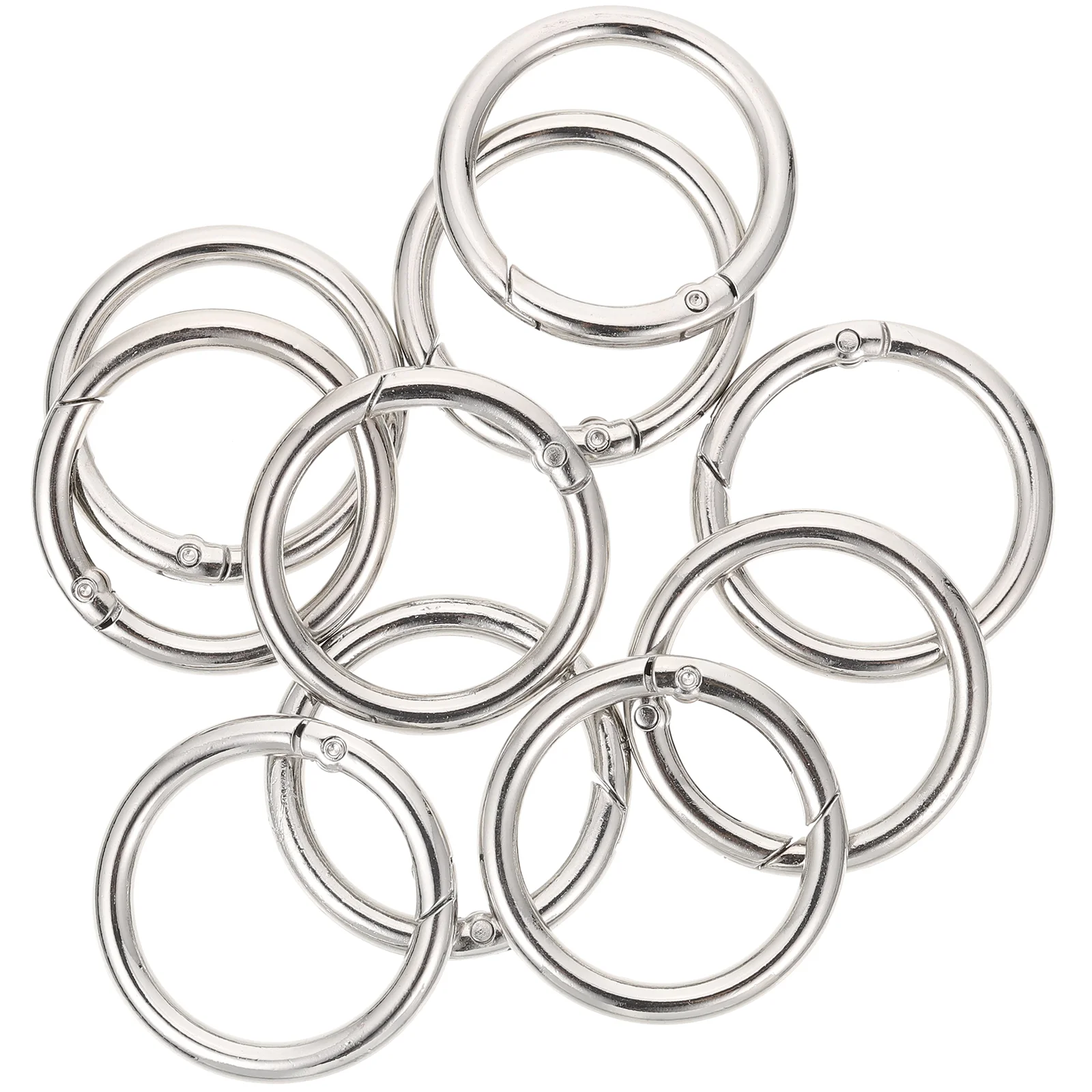 10 Pcs Split Spring Buckle Key Holder Chain DIY Rings Carabiner Accessory Alloy Bulk Keychains