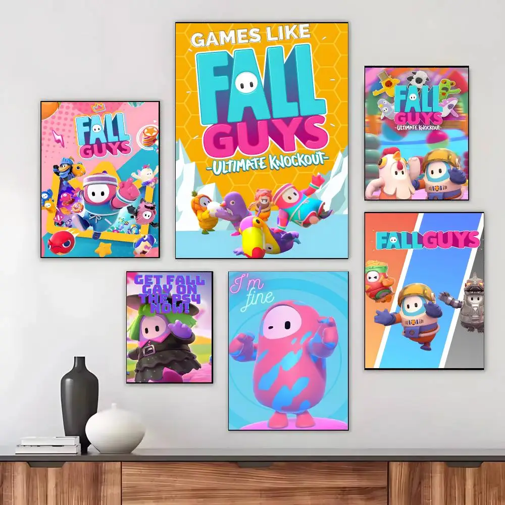 Fall Guys Game Cute Poster Modern Aesthetic Print Minimalist Bedroom Living Room Home Decor Gift