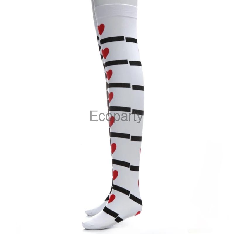 Poker Card Suit Print Thigh High Stockings Cosplay Costume Long Socks Halloween WOMEN SOCKs COSTUME ACCESSORIES FUNNY GIFTS