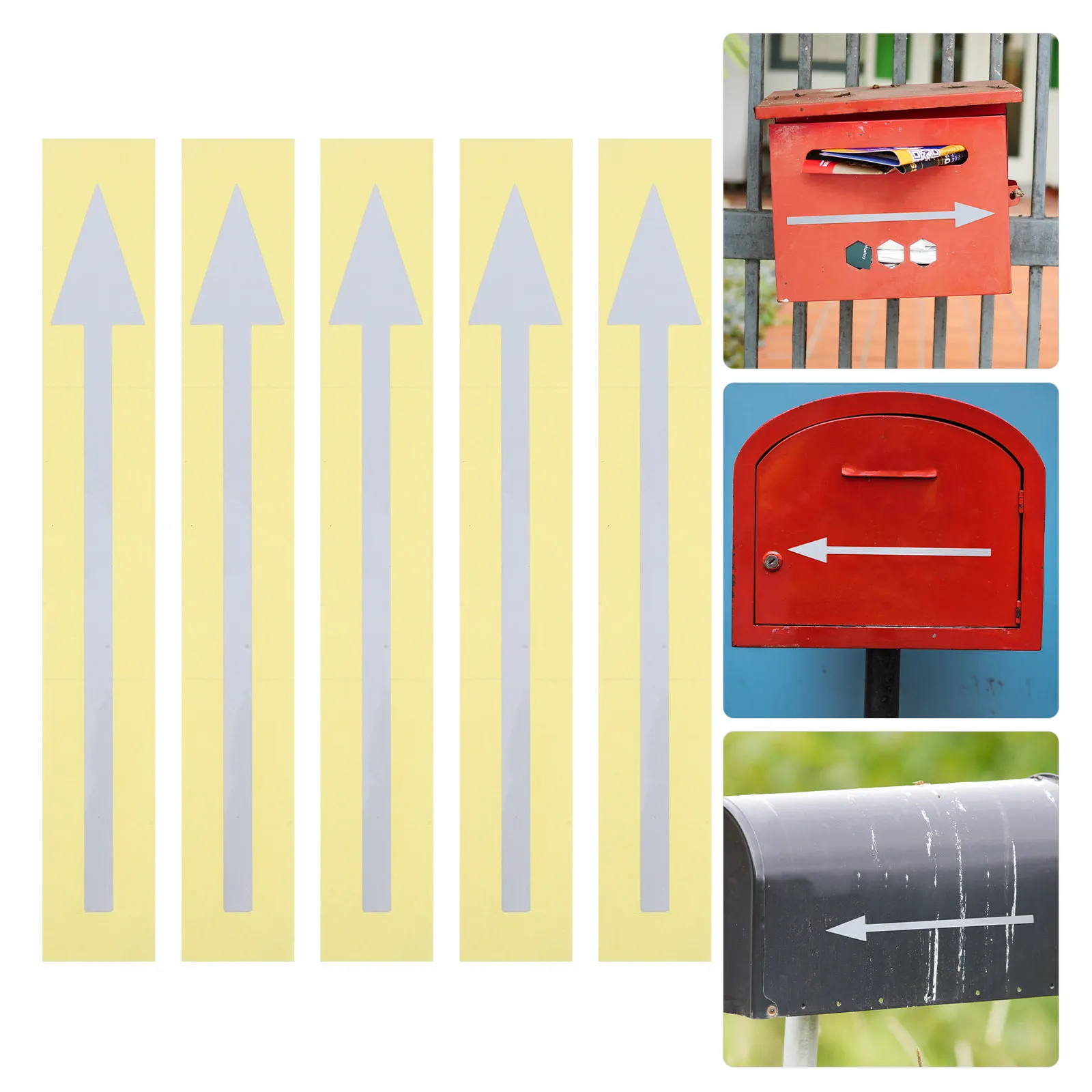 

5Pcs Reflective Arrow Stickers for Mailbox Large Self Adhesive Waterproof Directional Decals Outdoor Road Instruction Wall Floor