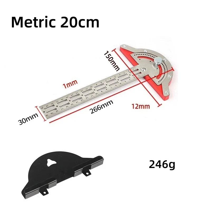 Metric Woodworking Edge Ruler 20/32/45cm Multifunctional Construction Ruler 0-70 Degrees Adjustable Protractor Angle Measuring