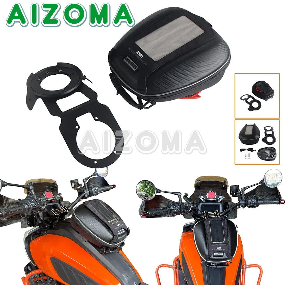 

Multi-Function Waterproof Fuel Tank Bag W/ Quick Release Tanklock Adapter Backpack GPS Phone For Harley Pan America 1250 S CVO