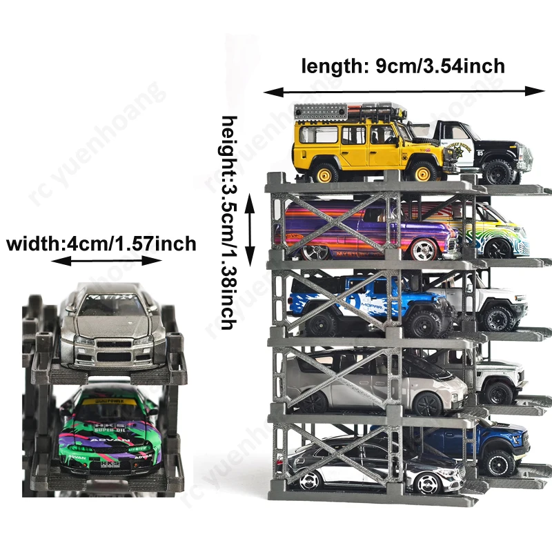 Telaio per veicolo assemblato in scala 1/64 Scaffale di parcheggio tridimensionale Scatola di visualizzazione magnetica trasparente Parti modificate per modello di auto