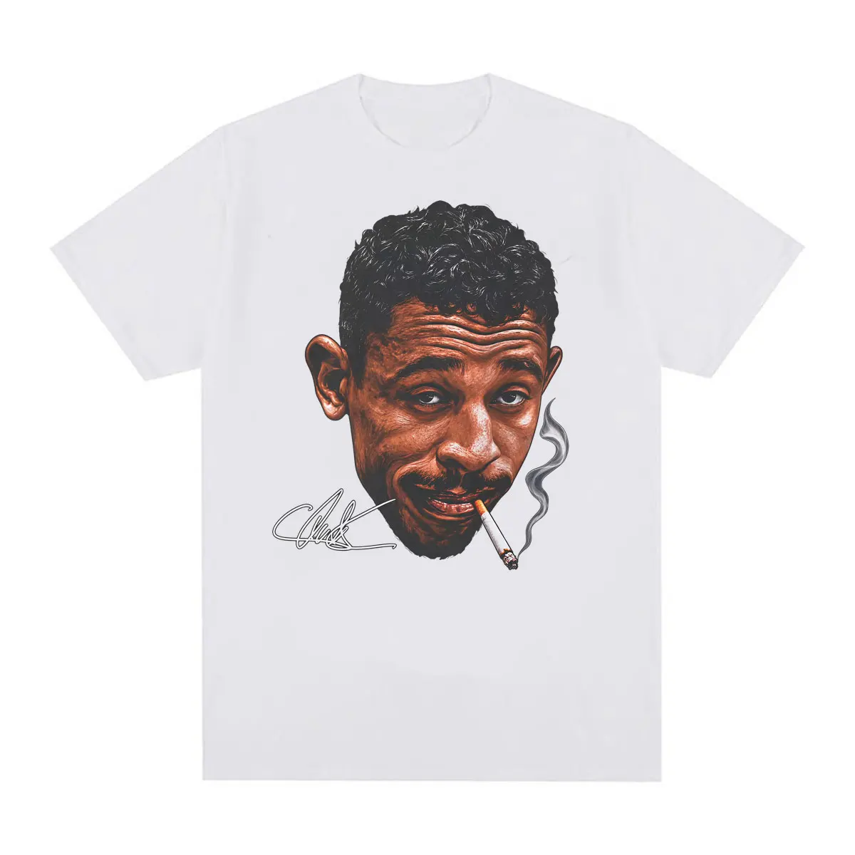Lustiges Carlos Prates „The Smoker“ Signature T-Shirt, Herrenbekleidung, modisches, klassisches Gothic-T-Shirt, Baumwolle, lässiges Oversize-T-Shirt. – Detail 7