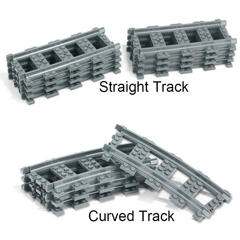 Building Blocks Railway Track Bricks Train Brick Straight Block Set Rail Parts Connector City Tracks Rails Toys For Children