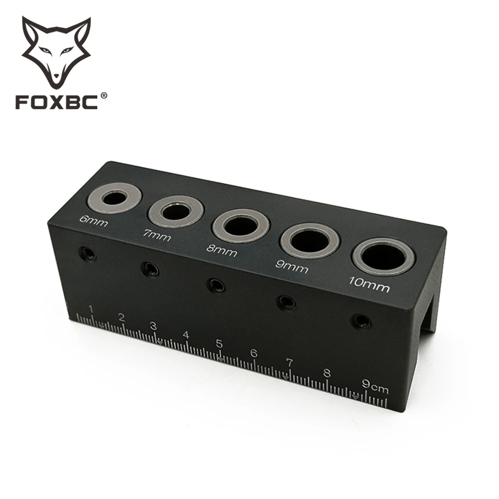 FOXBC lavorazione del legno tubo tondo punzonatrice localizzatore guida angolare a 90 gradi guida per trapano in lega di alluminio carpenteria