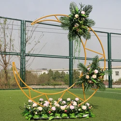 Moon Shape Wedding Arch Frame Metal Birthday Party Backdrop Stand Decor Crescent Flowers Balloon Background Prop Diameter 1.8M