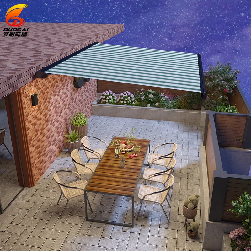 

Outdoor Patio Waterproof Electric Heavy Duty Retractable Full Cassette Awning With Led Light