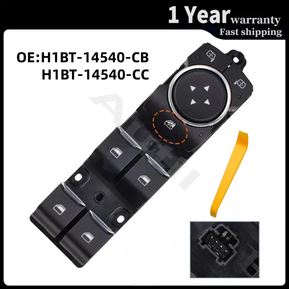 

H1BT-14540-CB H1BT-14540-CC 4Pins Front Left Power Window Control Switch Black Plastic for Ford Fiesta Driver Side Lifter Button