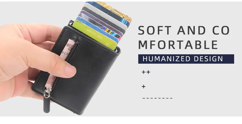 Pop Up Credit Card Holder Wallets Men Slim Rfid Blocking CardHolder Card Money Bag Coin Pocket PU Leather Short Wallets for Men