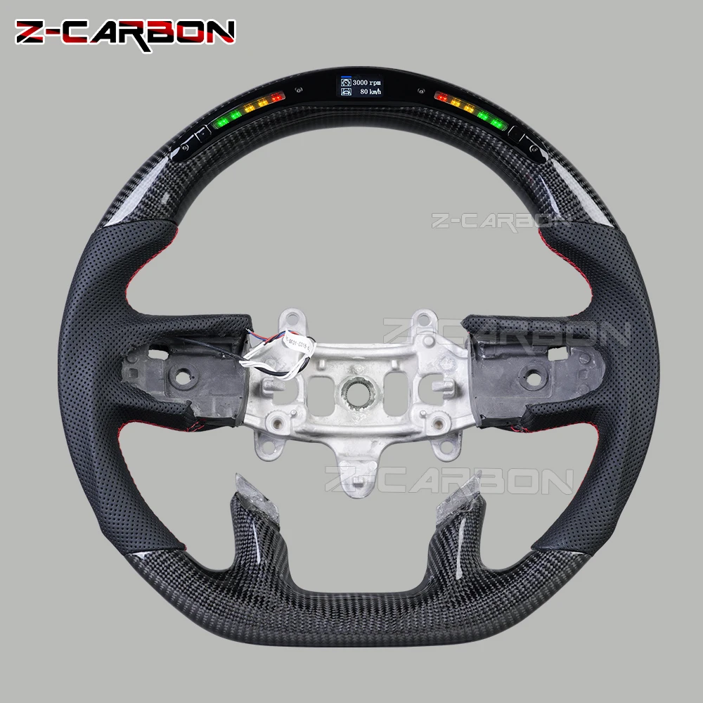 

Real Carbon Fiber Steering Wheel For Dodge Ram 1500 TRX 2500 1500 2019-2024 LED Steering Wheel Perforated Leather Heated