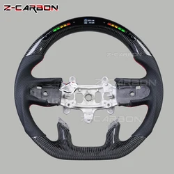 Real Carbon Fiber Steering Wheel For Dodge Ram 1500 TRX 2500 1500 2019-2024 LED Steering Wheel Perforated Leather Heated