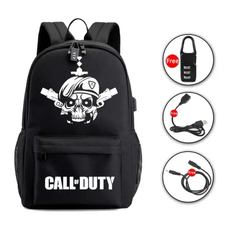 2024 Hot Games Call of Duty Game Luminous Backpack Student School Bags USB Charging Anti-theft Travel Backapck Bags